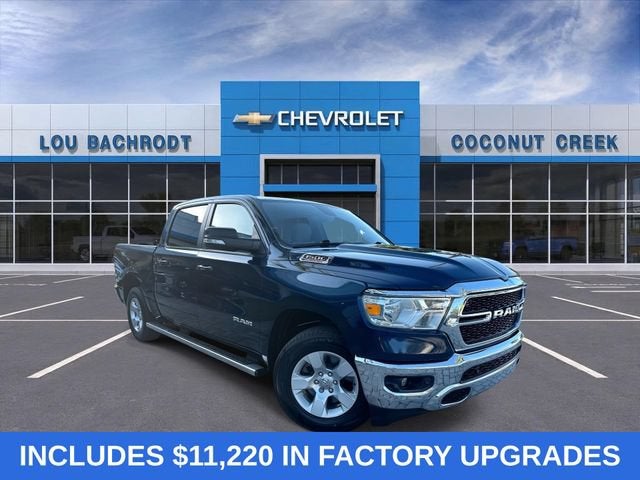 2022 RAM 1500 Big Horn in Patriot Blue Pear — front three-quarter view