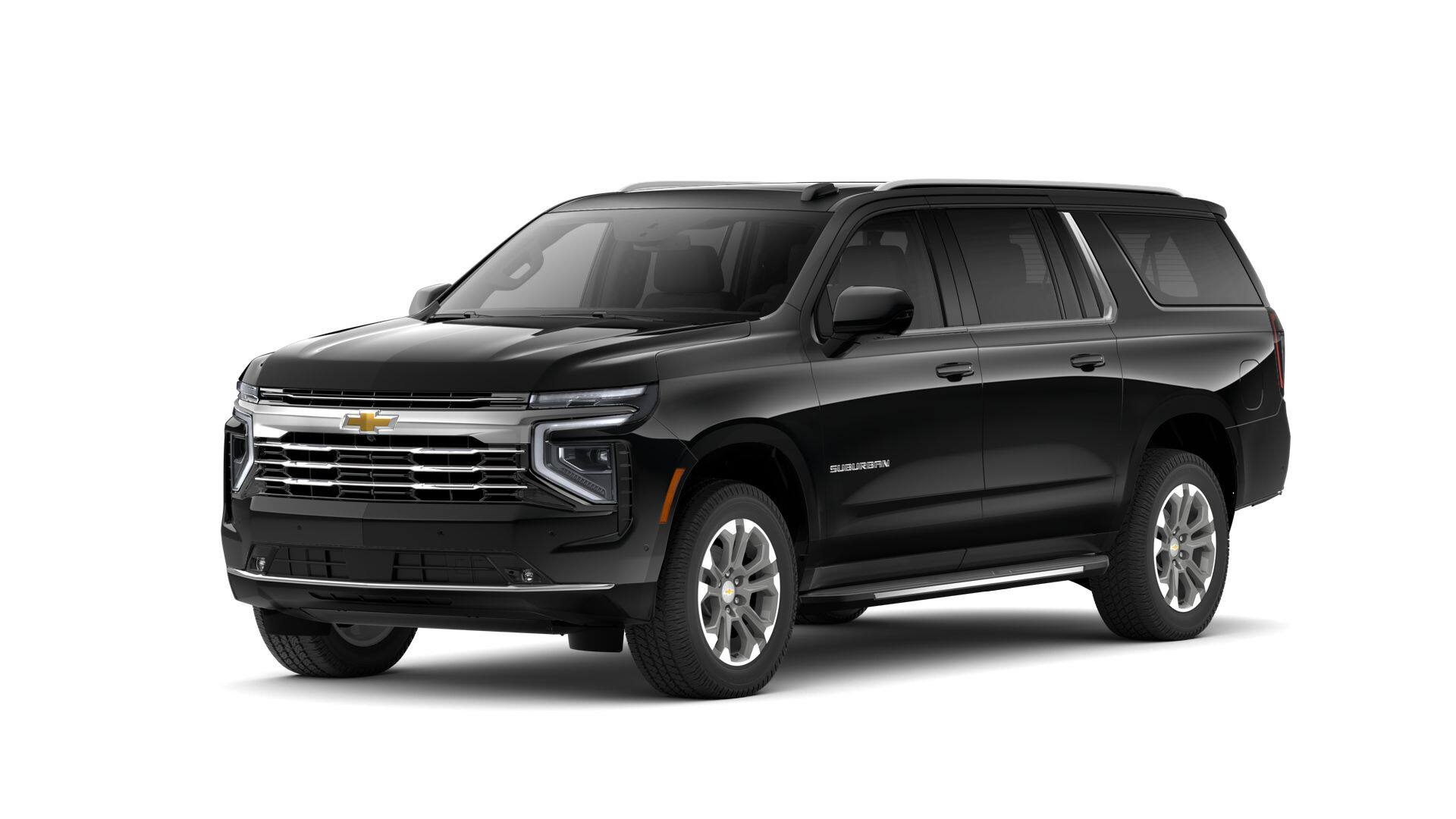 2026 Chevrolet Suburban LT in Black — front three-quarter view