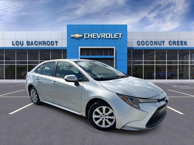 2024 Toyota Corolla LE in Classic Silver Me — front three-quarter view