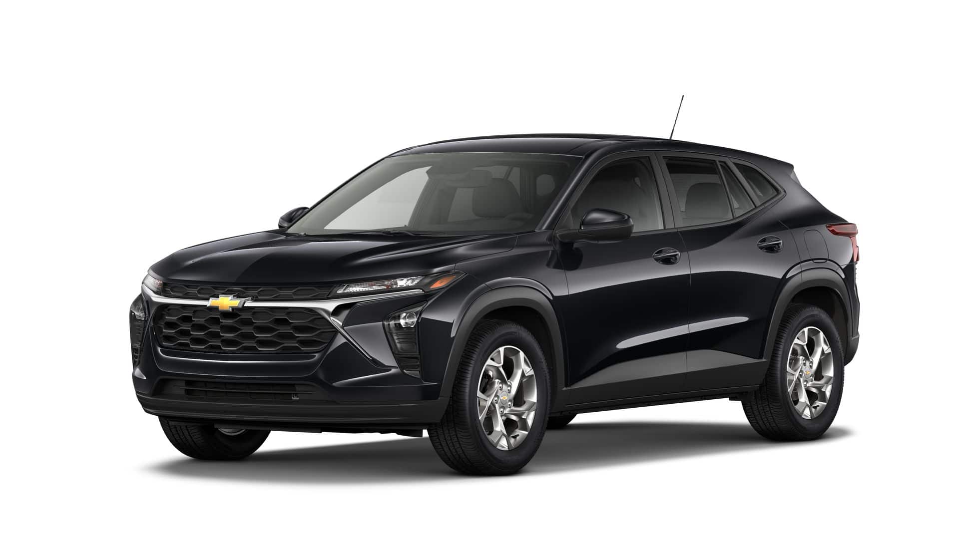 2026 Chevrolet Trax LS in Mosaic Black Metallic — front three-quarter view
