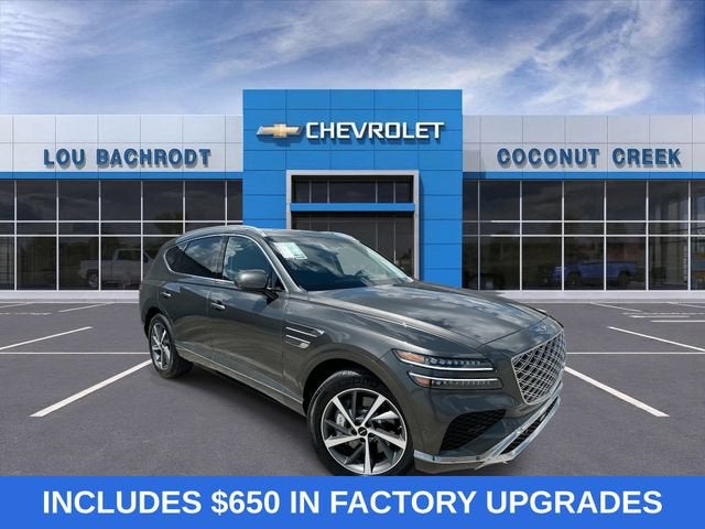 2025 Genesis GV80 3.5T Advanced in Makalu Gray — front three-quarter view