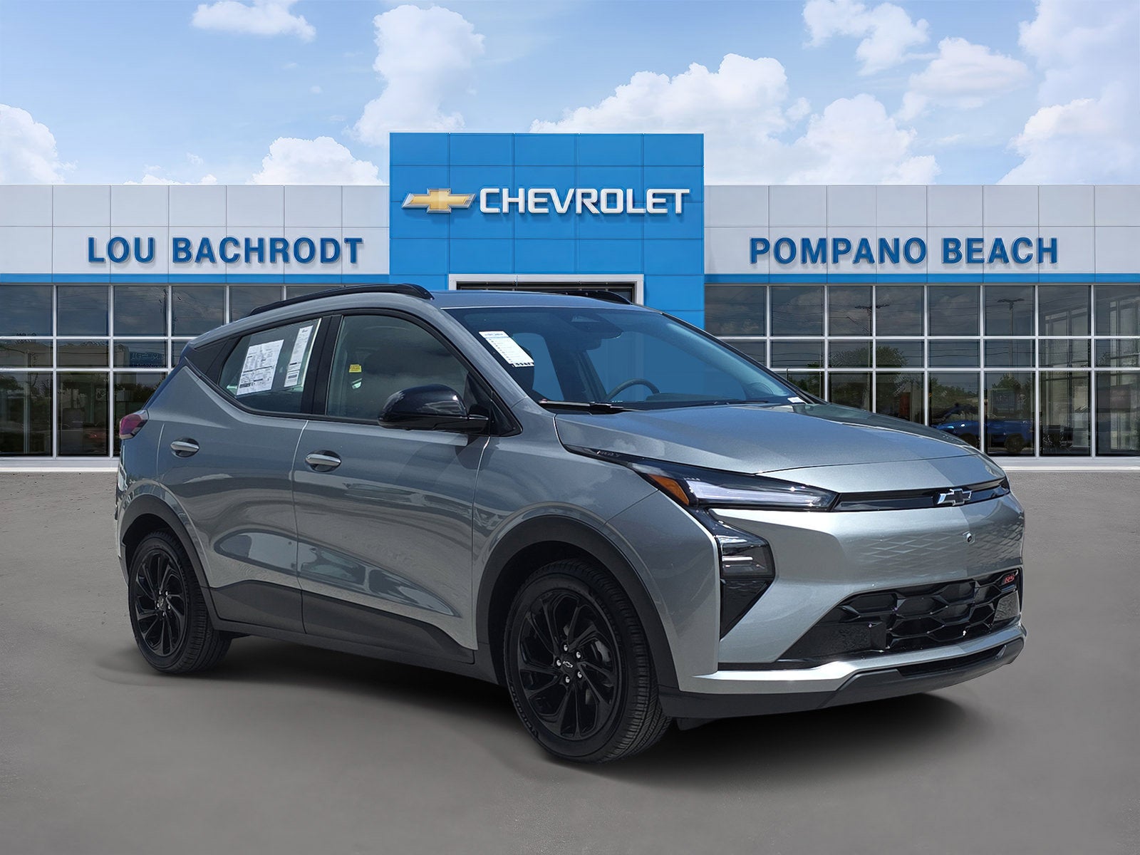 2027 Chevrolet Bolt RS in Sterling Grey Metallic — front three-quarter view