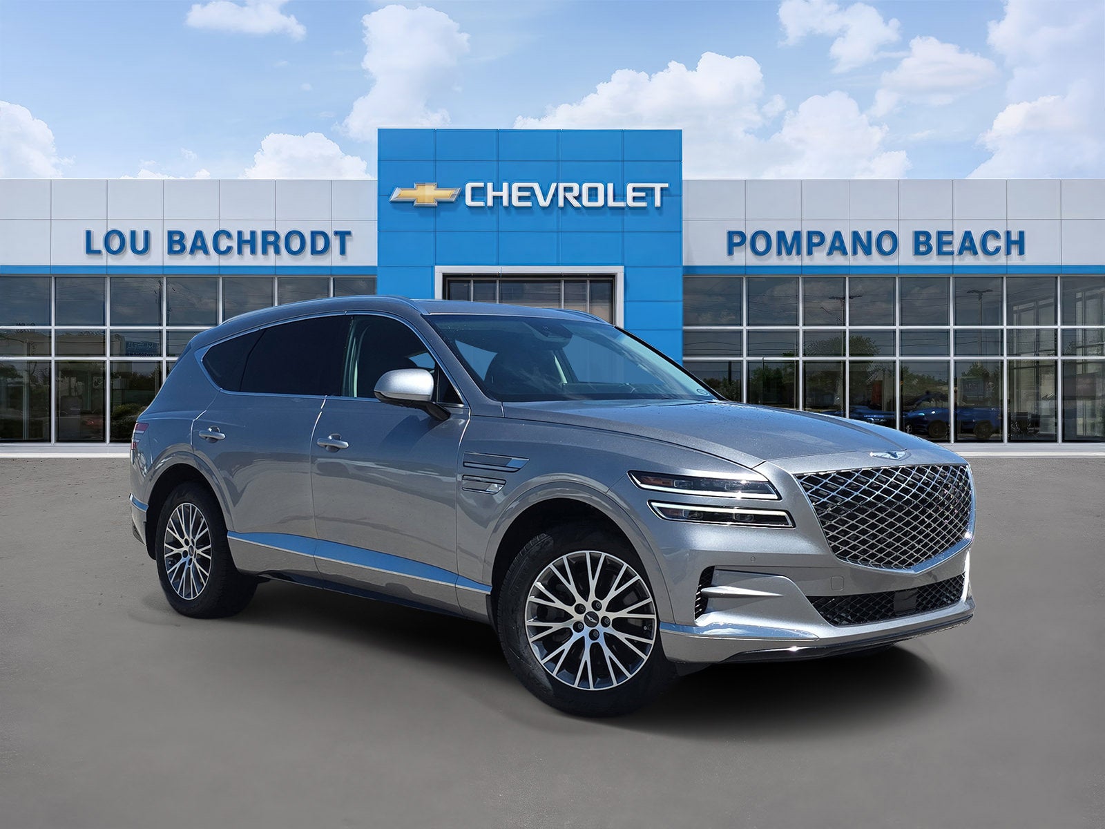 2021 Genesis GV80 4DR AWD 25T in Savile Silver — front three-quarter view